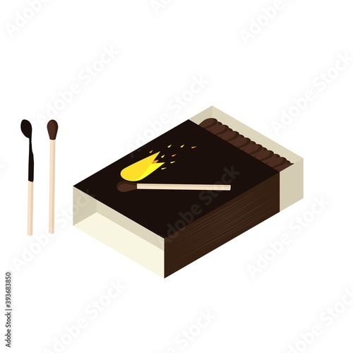 Matches in a brown box.  Matches icon. Vector illustration