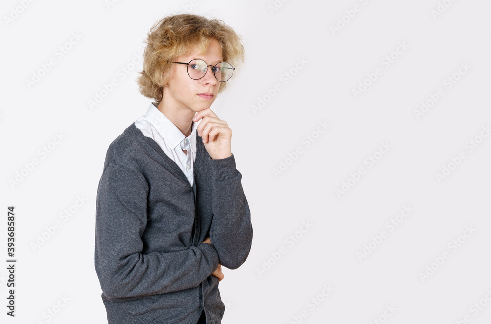 Portrait of a boy teenager. Isolated over white background. Portrait of a boy teenager. Isolated over white background.