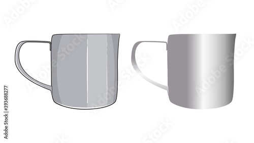 Pitcher for making latte coffee art, barista equipment. Vector illustration.