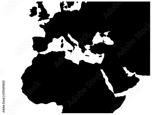Europe, middle east and north Africa Emea Map illustration 