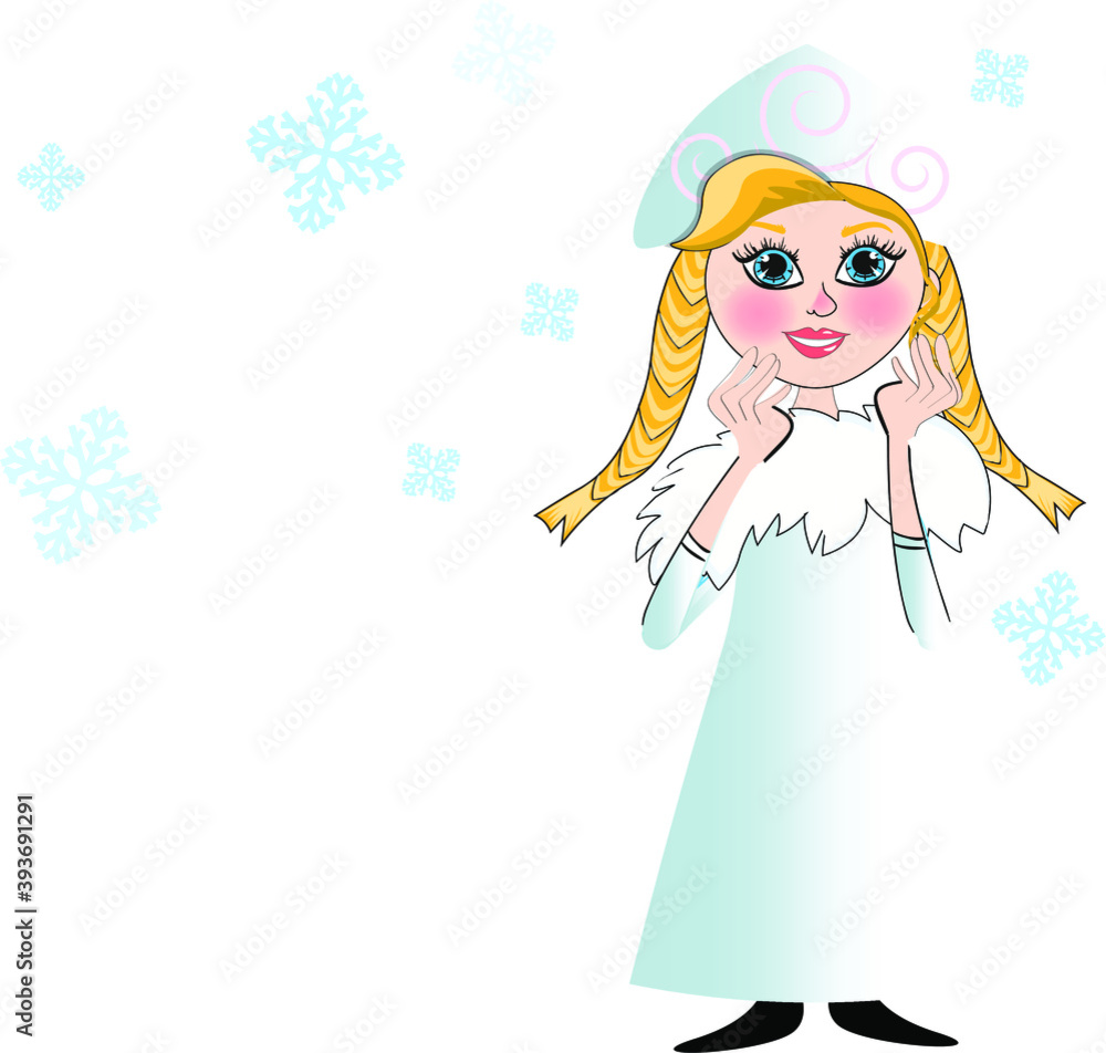 girl snow maiden child vector cartoon card holiday new year christmas girl snow maiden child vector cartoon card holiday new year christmas