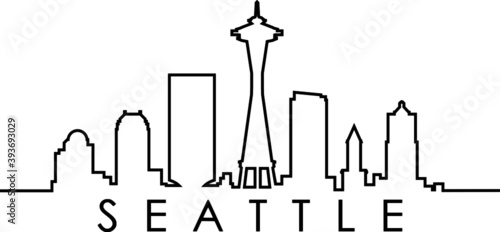 SEATTLE Washington SKYLINE City Outline Silhouette
