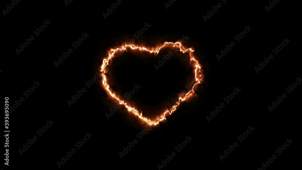 heart - fire sign. 4K video.fire effect, black background heart - fire sign. 4K video.fire effect, black background