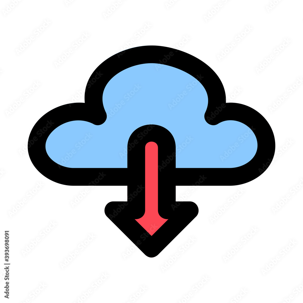 Cloud Download icon vector illustration in filled line style for any projects Cloud Download icon vector illustration in filled line style for any projects