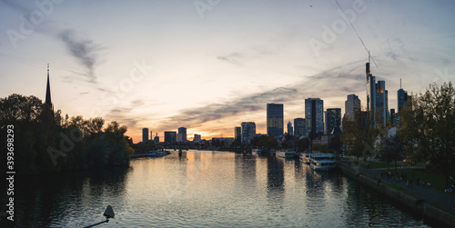 Behold the stunning Frankfurt skyline with towering high-rise buildings that define the city s financial and business district.
