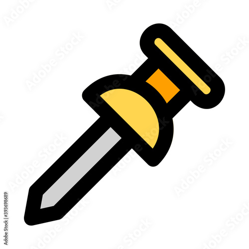 Pushpin icon vector illustration in filled line style for any projects