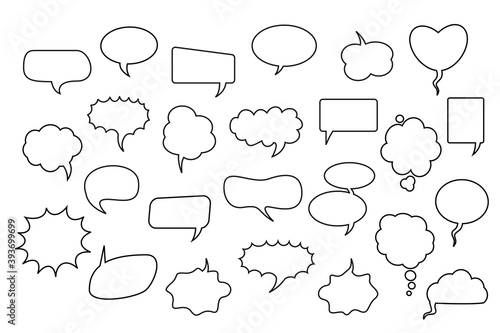 A set of comic speech balloons on white background. Vector Illustration.