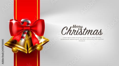 Merry christmas and new year background with ornaments in realistic style