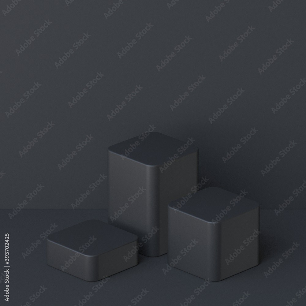 Abstract background three black cubes 3D Abstract background three black cubes 3D