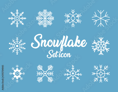 snowflakes set icons, christmas and winter concept