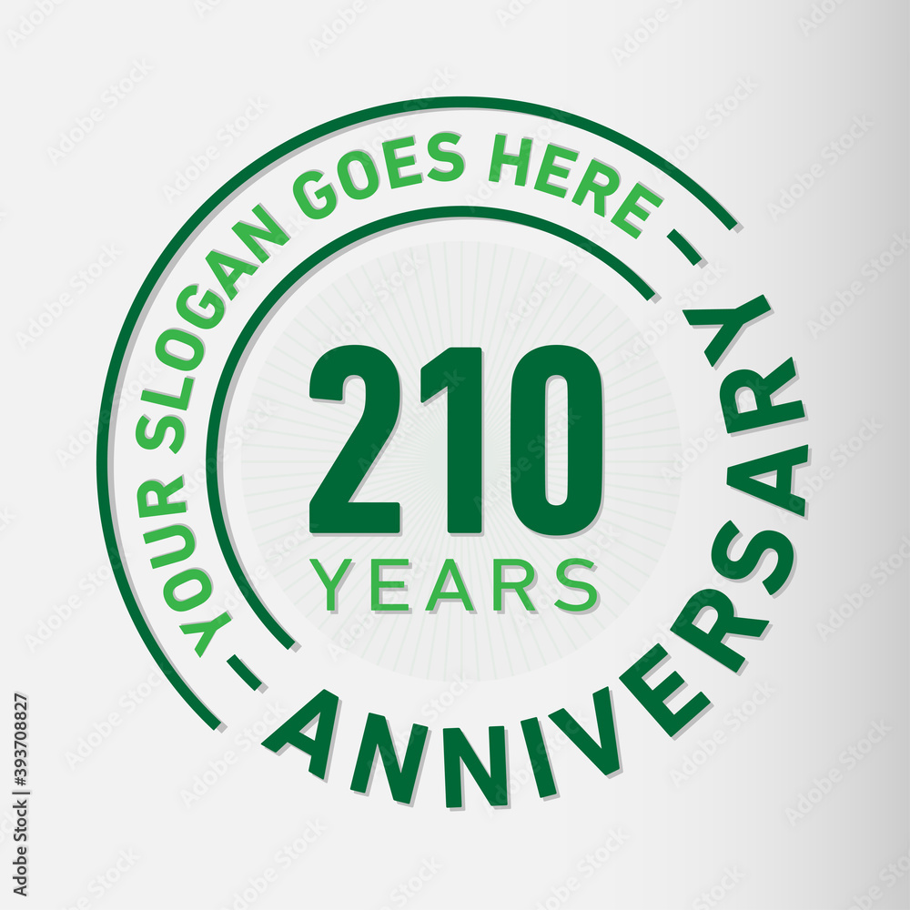 210 years anniversary logo template. 210th years anniversary celebration design. Vector and illustration.
210 years anniversary logo template. 210th years anniversary celebration design. Vector and illustration.