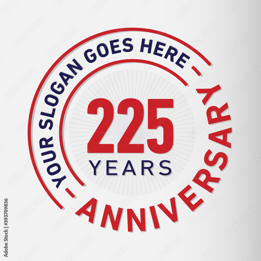 225 years anniversary logo template. 225th years anniversary celebration design. Vector and illustration.
225 years anniversary logo template. 225th years anniversary celebration design. Vector and illustration.