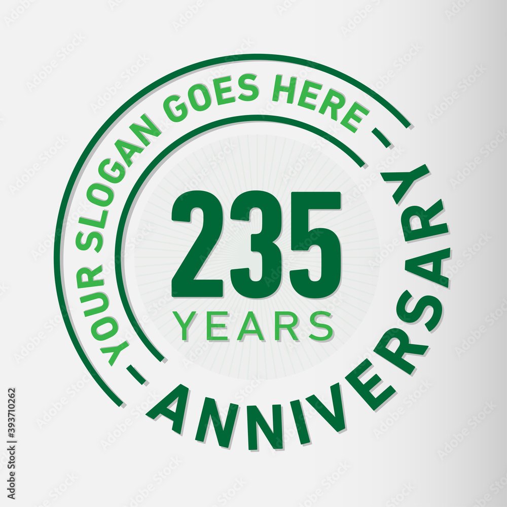 235 years anniversary logo template. 235th years anniversary celebration design. Vector and illustration.
235 years anniversary logo template. 235th years anniversary celebration design. Vector and illustration.
