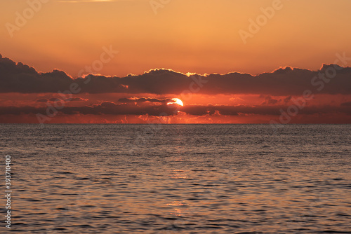 Sunrise  sunset on the sea horizon