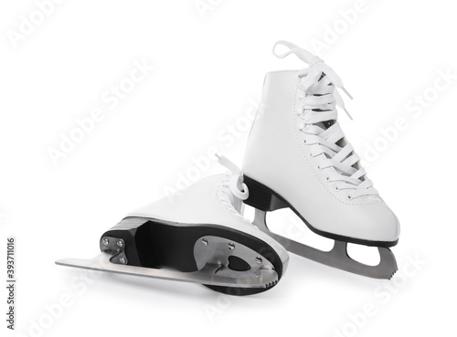 Pair of figure ice skates isolated on white