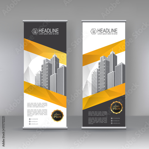Roll up business brochure flyer banner design vertical template