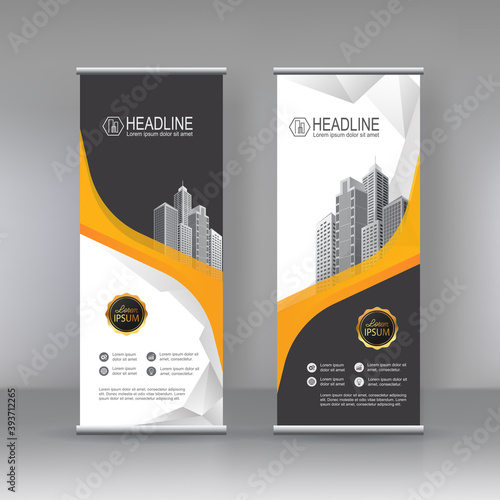 Roll up business brochure flyer banner design vertical template