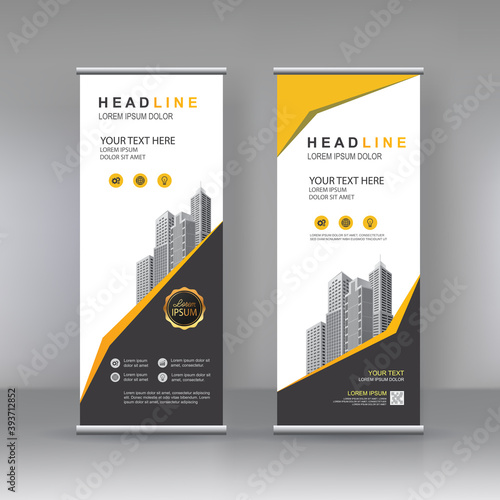 Roll up business brochure flyer banner design vertical template