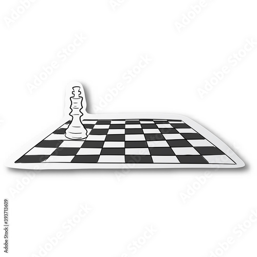Fotografia Vector illustration black line hand drawn of king chess and chessboard on cut pa