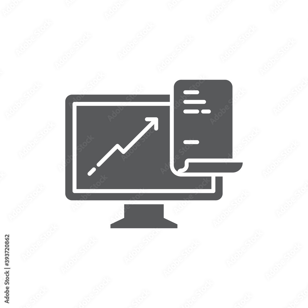 Computer monitor with business graph growing chart icon, color, line, outline vector sign, linear style pictogram isolated on white. Symbol, logo illustration. Editable stroke. Pixel perfect Computer monitor with business graph growing chart icon, color, line, outline vector sign, linear style pictogram isolated on white. Symbol, logo illustration. Editable stroke. Pixel perfect