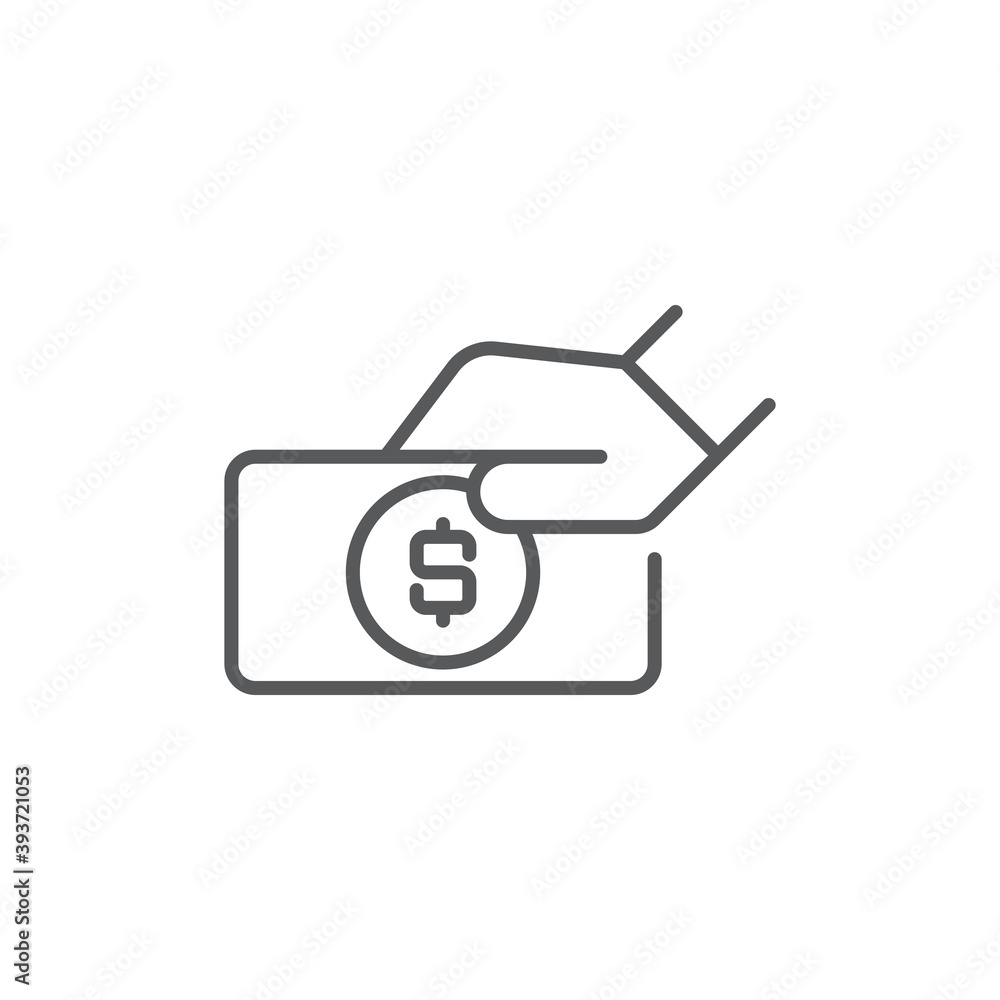 Donation hand with money icon, color, line, outline vector sign, linear style pictogram isolated on white. Symbol, logo illustration. Editable stroke. Pixel perfect Donation hand with money icon, color, line, outline vector sign, linear style pictogram isolated on white. Symbol, logo illustration. Editable stroke. Pixel perfect