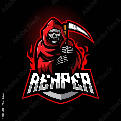 Grim Reaper e-sport mascot logo design vector with modern illustration concept style for badge, emblem and t-shirt printing