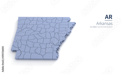 Arkansas State Map 3d. State 3D rendering set in the United States.