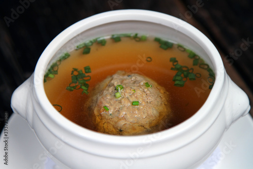 Beef Consomme with liver dumpling