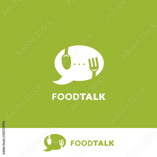 Food talk food podcast blogging logo icon with bubble speech symbol