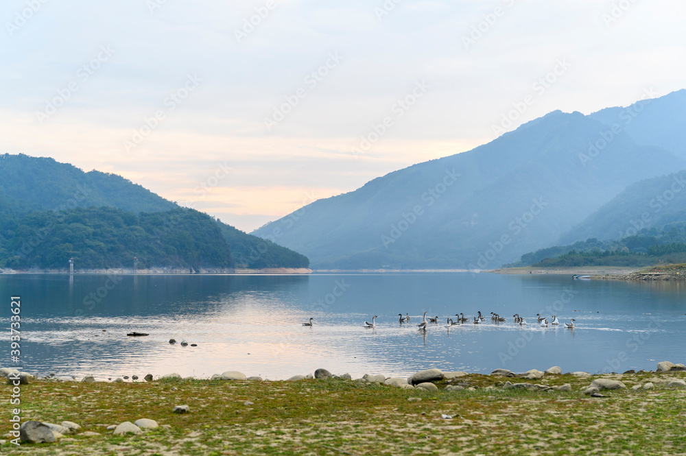 Beautiful natural scenery of mountains and lakes