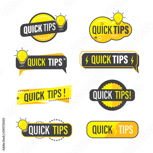 set of quick tips banner label