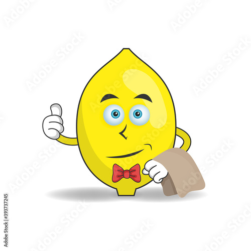 The Lemon mascot character becomes waiters. vector illustration
