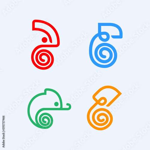 Chameleon animal reptile icon logo design