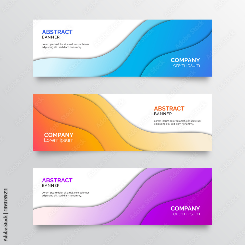 Modern abstract papercut style banners collection