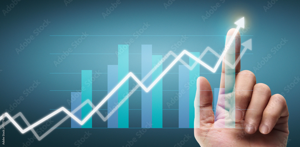 Hand touching a graphs of financial indicator accounting market economy analysis chart Hand touching a graphs of financial indicator accounting market economy analysis chart