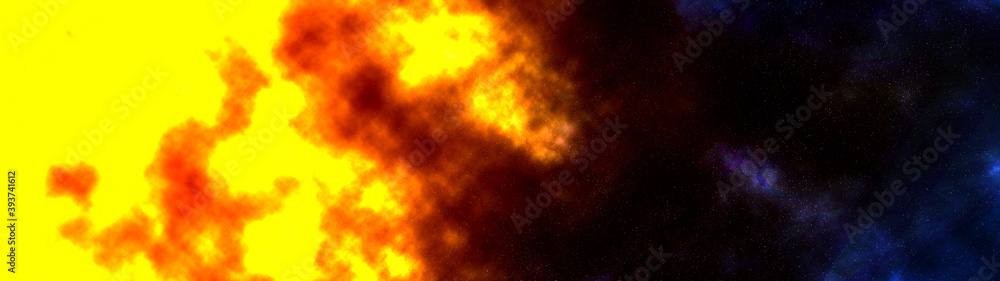 Sun flaming  heat wave on constellation stars in the universe galaxy background