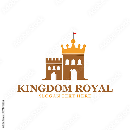 illustration vector graphic castle crown logo modern design vector, Castle crown logo modern design flat - vector