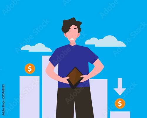 Bankrupt businessman flat illustration. vector