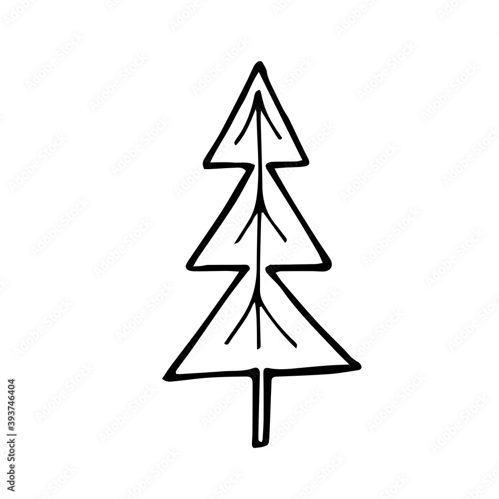 hand-drawn Christmas trees in doodle style hand-drawn Christmas trees in doodle style