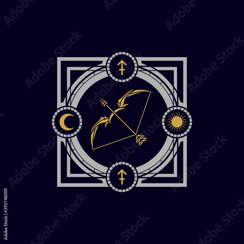 vintage luxury astrology sagittarius zodiac vector illustration