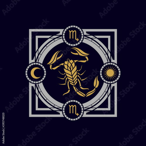 vintage luxury astrology scorpion zodiac vector illustration