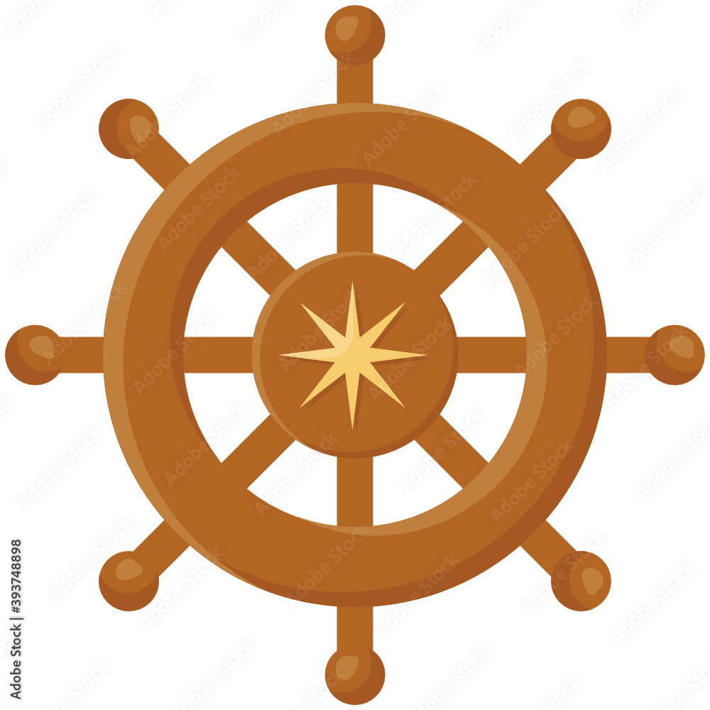 
Icon of ship helm flat vector design, marine navigator tool 
