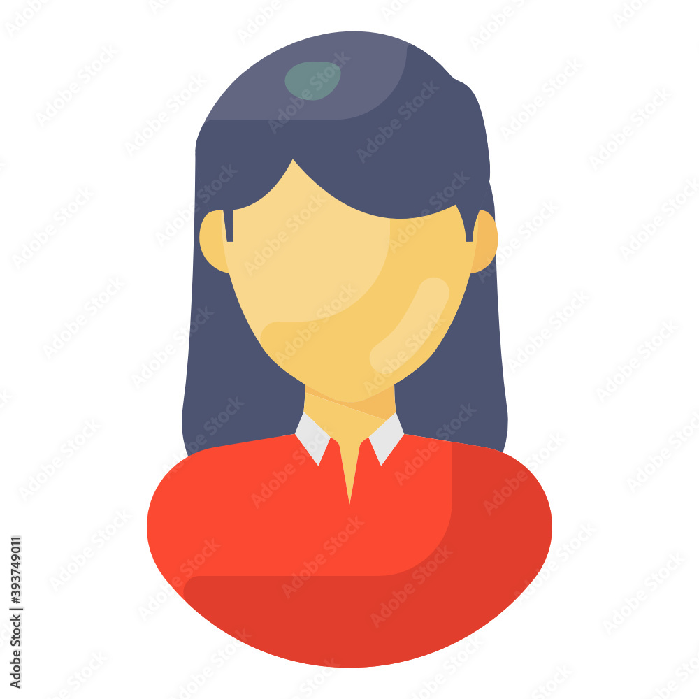 Fototapeta premium A youthful female person, girl flatty icon 