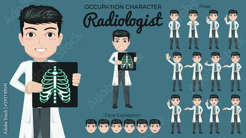 Male Radiologist Character Set with Variety of Pose and Face Expression