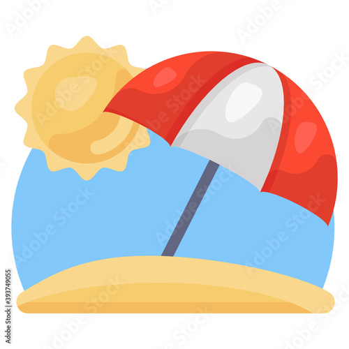 
Editable flatty icon of beach, flatty vector 
