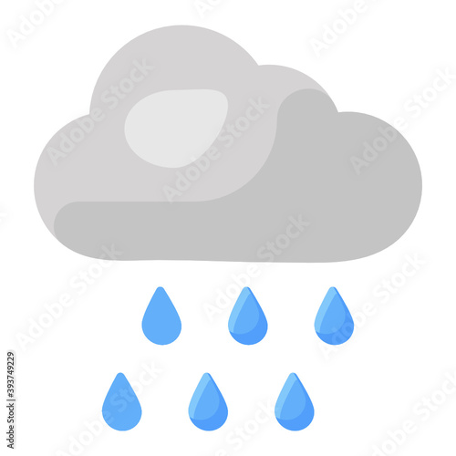 
An icon of rainy weather, flatty vector 
