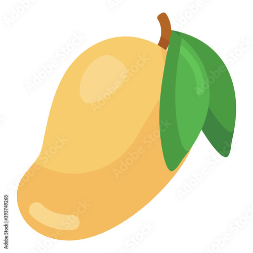 
Editable flatty icon of organic mango 
