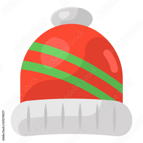 
A beanie icon, flatty design of bobble cap
