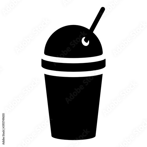
Soda drink with straw, flat icon of fizzy drink 
