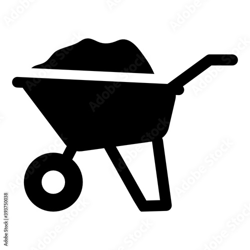 
A flat design of wheelbarrow icon, dirt carrier vector

